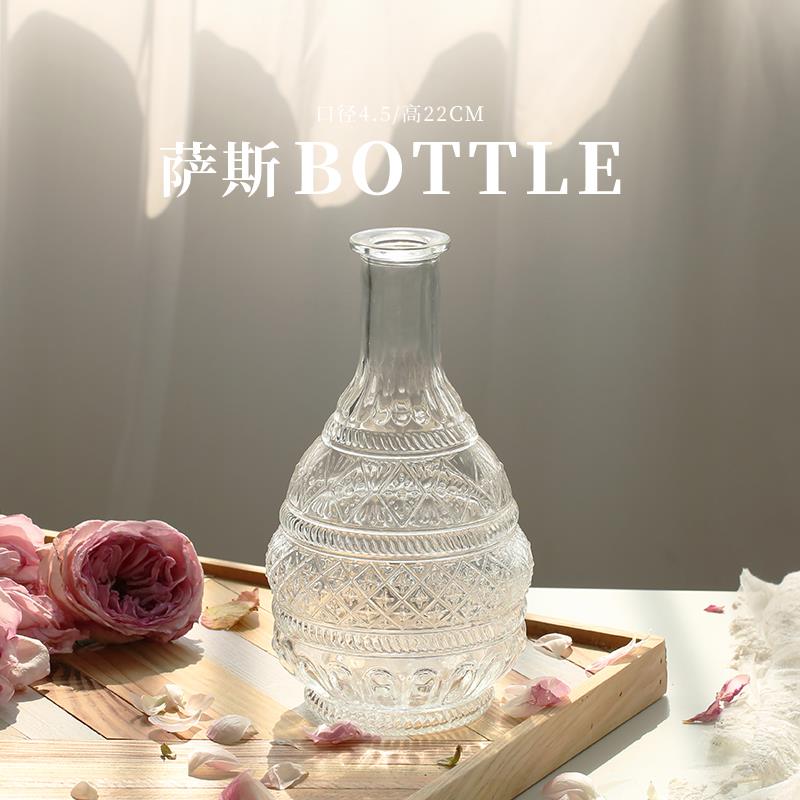 Maceta de estilo nórdico para decoración del hogar, Mini florero de vidrio, decoración transparente para sala de estar, romántico francés: N