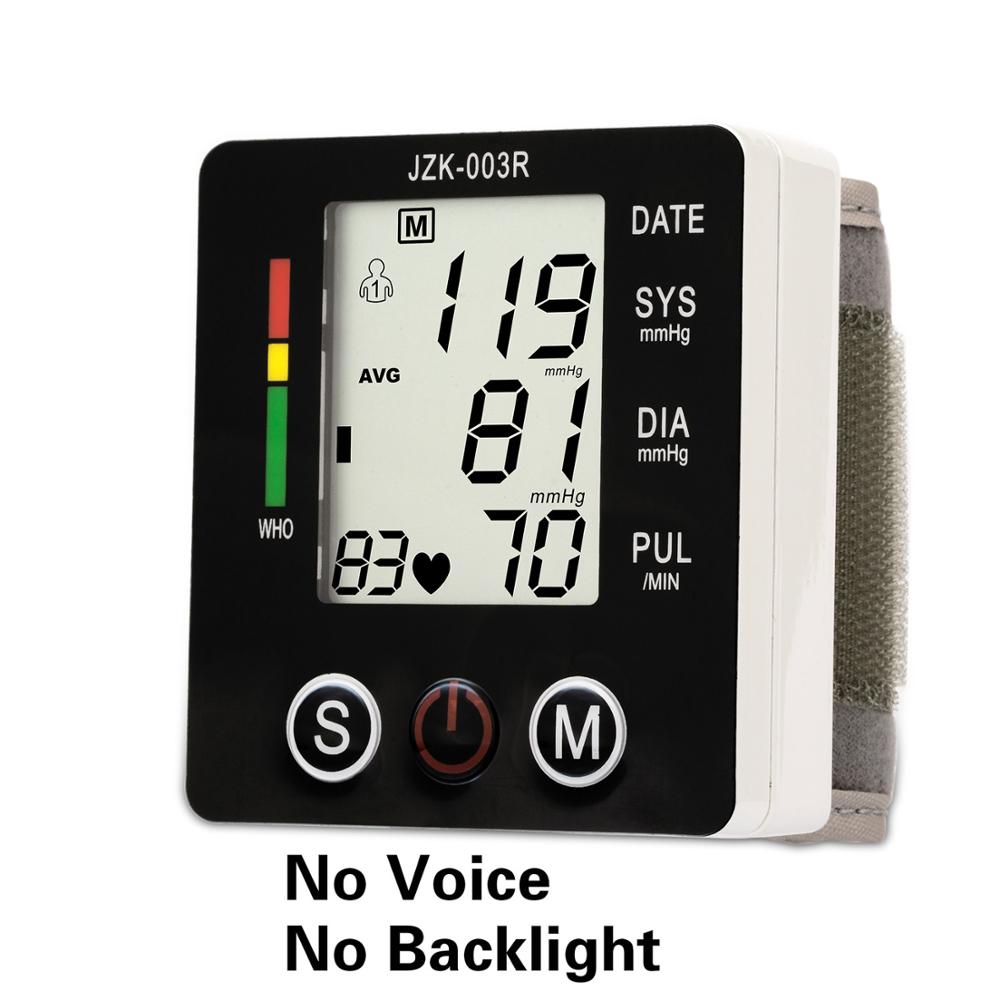 JZIKI poignet tensiomètre anglais ou russe voix sphygmomanomètre Portable poignet pression artérielle compteur moniteur de santé: No voice backlight