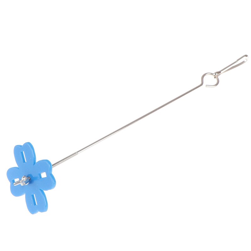 Palo para carne lanza fruta soporte aves herramienta de alimentación nueva flor jaula para loros y pájaros de acero inoxidable alimentador de alimentos tenedor palillo pincho comida: Azul / L