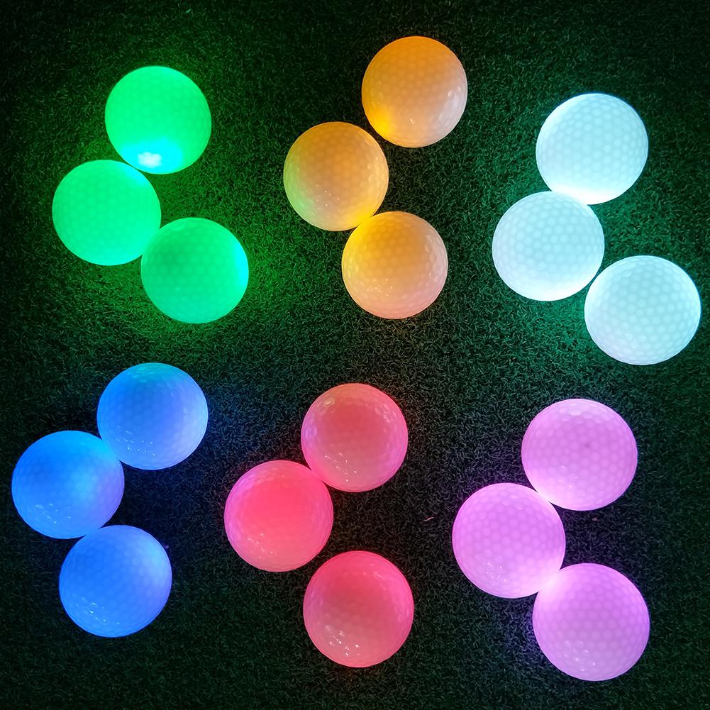 Lysende farverig glitter førte lys golfbold permanent lys bold til nat golf træning syntetisk gummi todelte bold