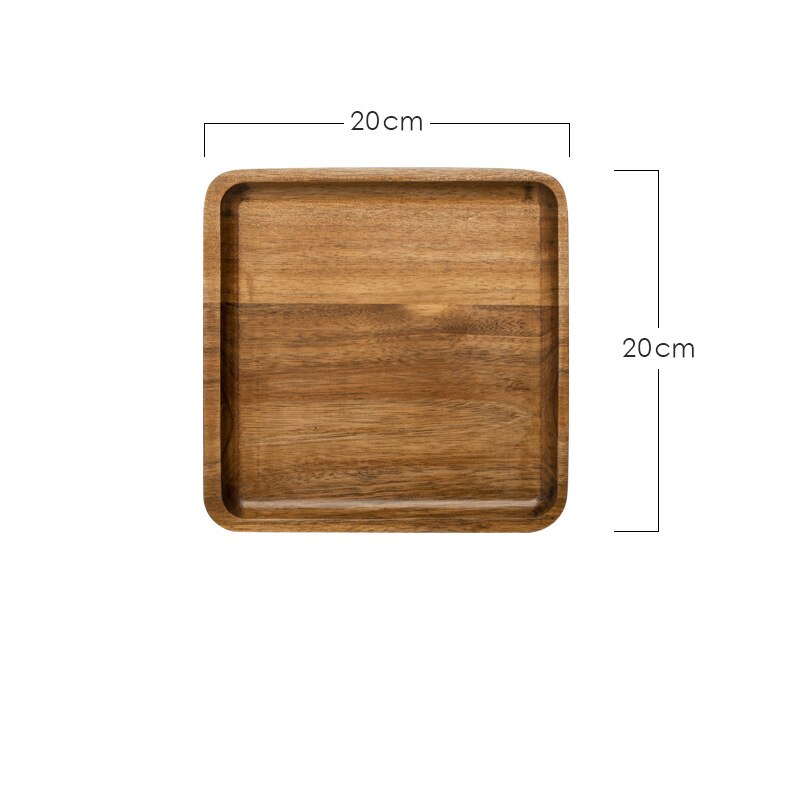 Bandeja de madera ovalada Rectangular para fruta, platos, platillo, té, postre, artículos de mesa plato para cena, hecho a mano: Square