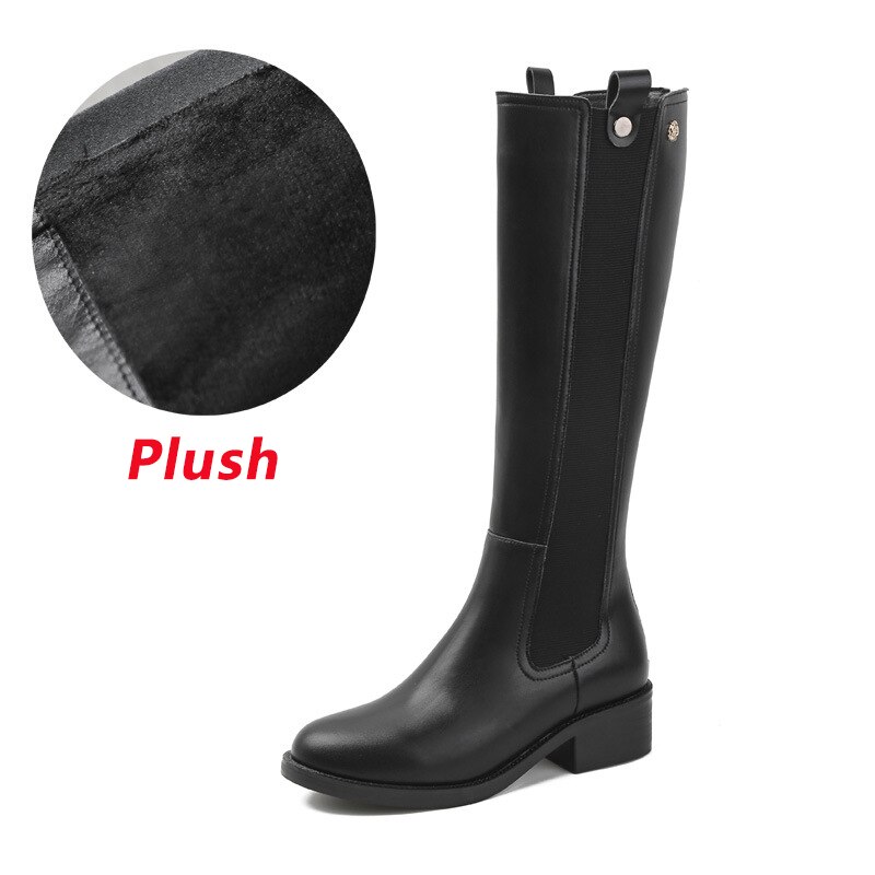 Grote maat 44 overknee laarzen dames overknee laarzen dames zwarte slanke warme schoenen hakken dames pu leren schoenen: Zwarte blos / 42