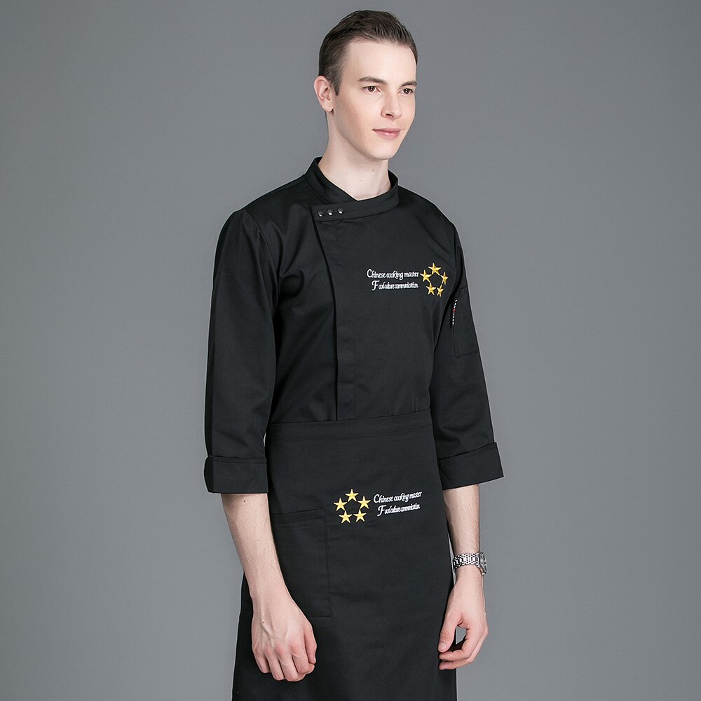 restaurant kokkeuniformer unisex hotellkjøkken kokkeskjorter cateringkokk arbeidsklær menn komfyrskjorter 4 farger hvis: Svart / Xxxl