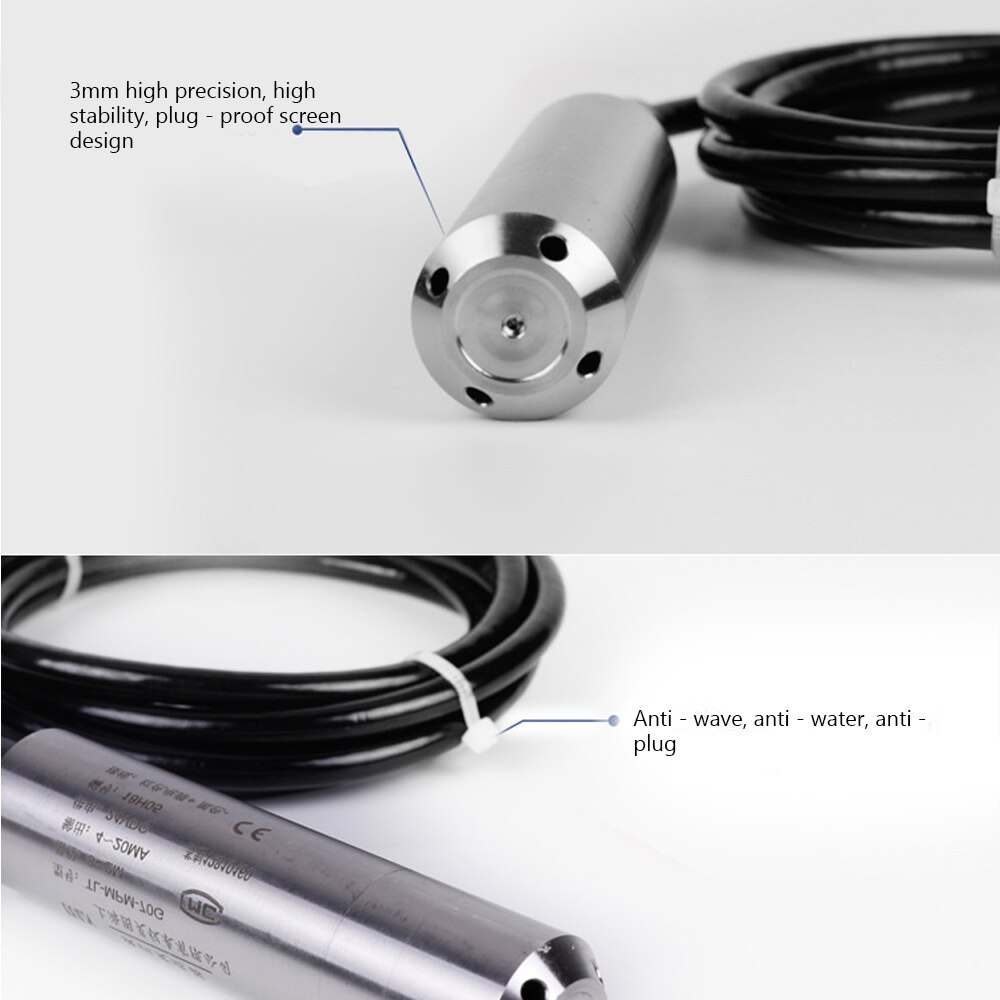 Water Level Sensor IP68 Waterproof 0-6M Input Submersible 4-20mA Liquid Water Level Sensor Probe Detector RS485 Signals