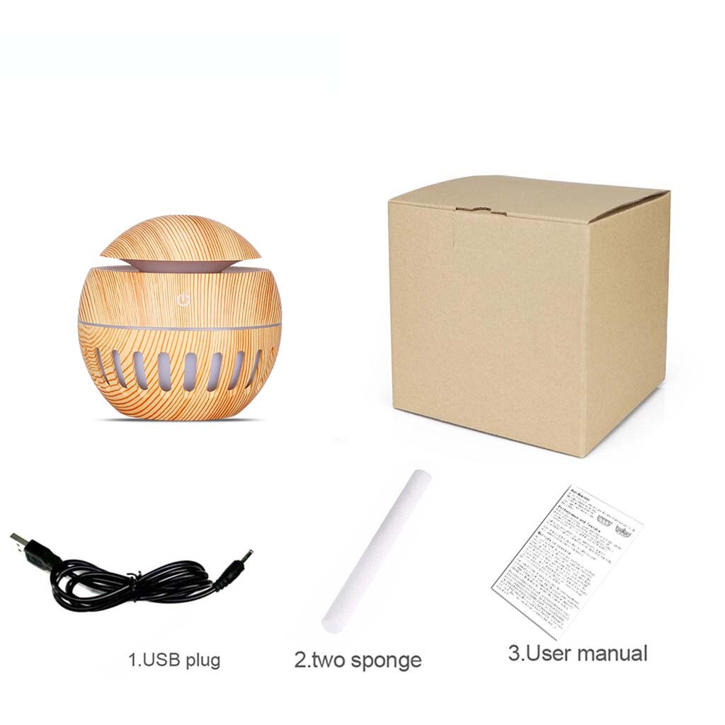 Electric Humidifier Essential Aroma Oil Diffuser Ultrasonic Wood Grain Air Humidifier USB Mini Mist Maker LED Light Humidifiers