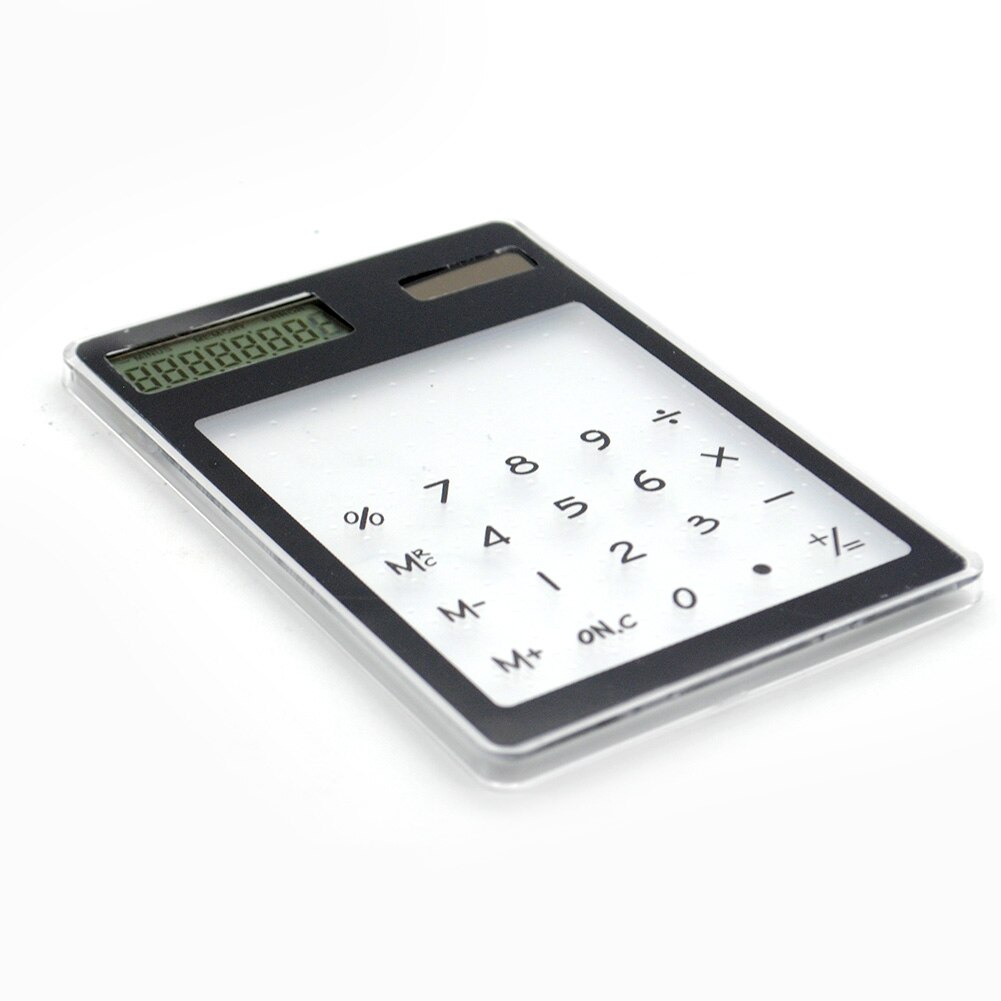 Pantalla táctil LCD de 8 dígitos, Ultra delgada, transparente, Solar, calculadora para estudiante, escuela y oficina