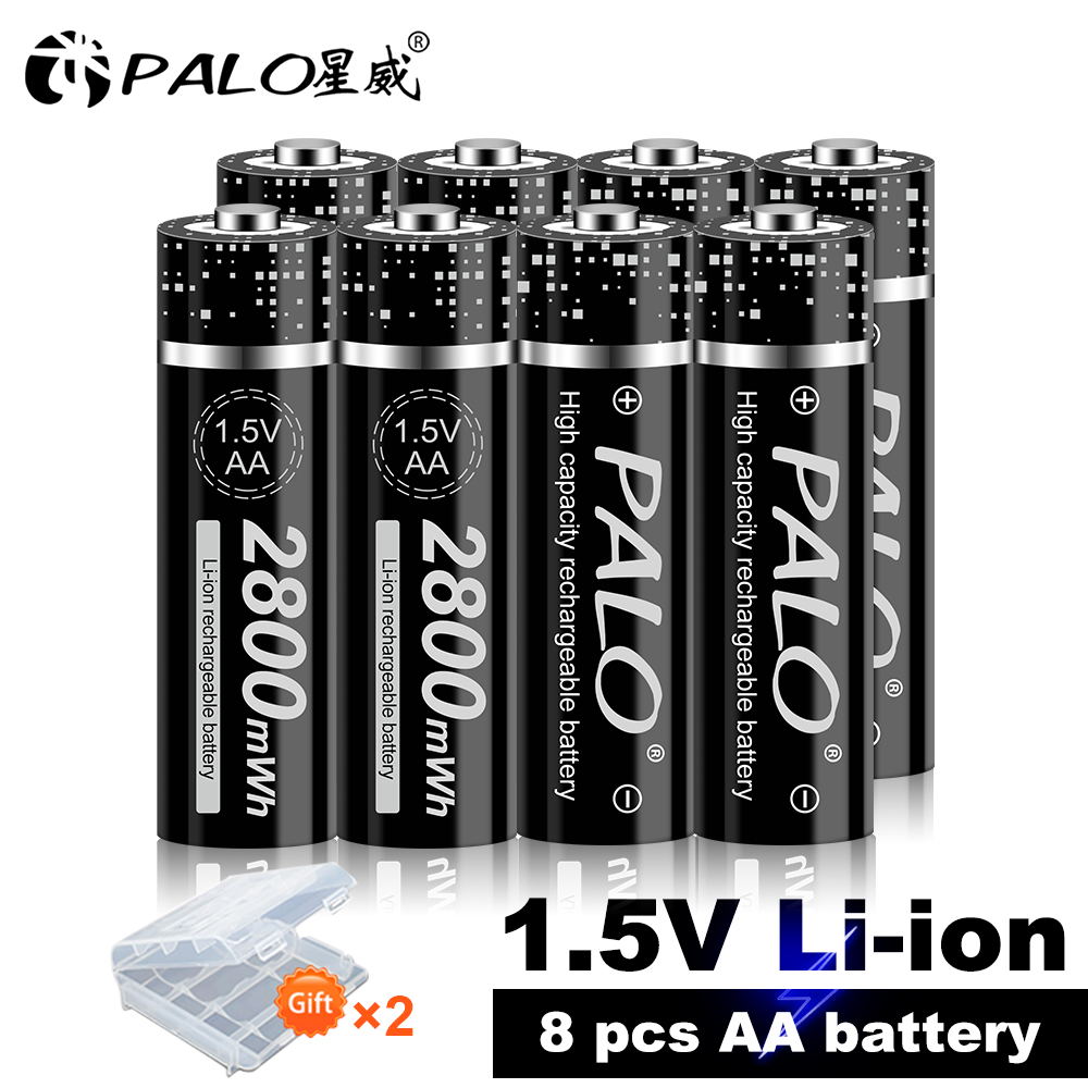 Palo 100% Originele 1.5V Li-Ion Aa Oplaadbare Batterij 2800mWh Aa Lithium-Ion Batterij 1.5V Aa Batterij