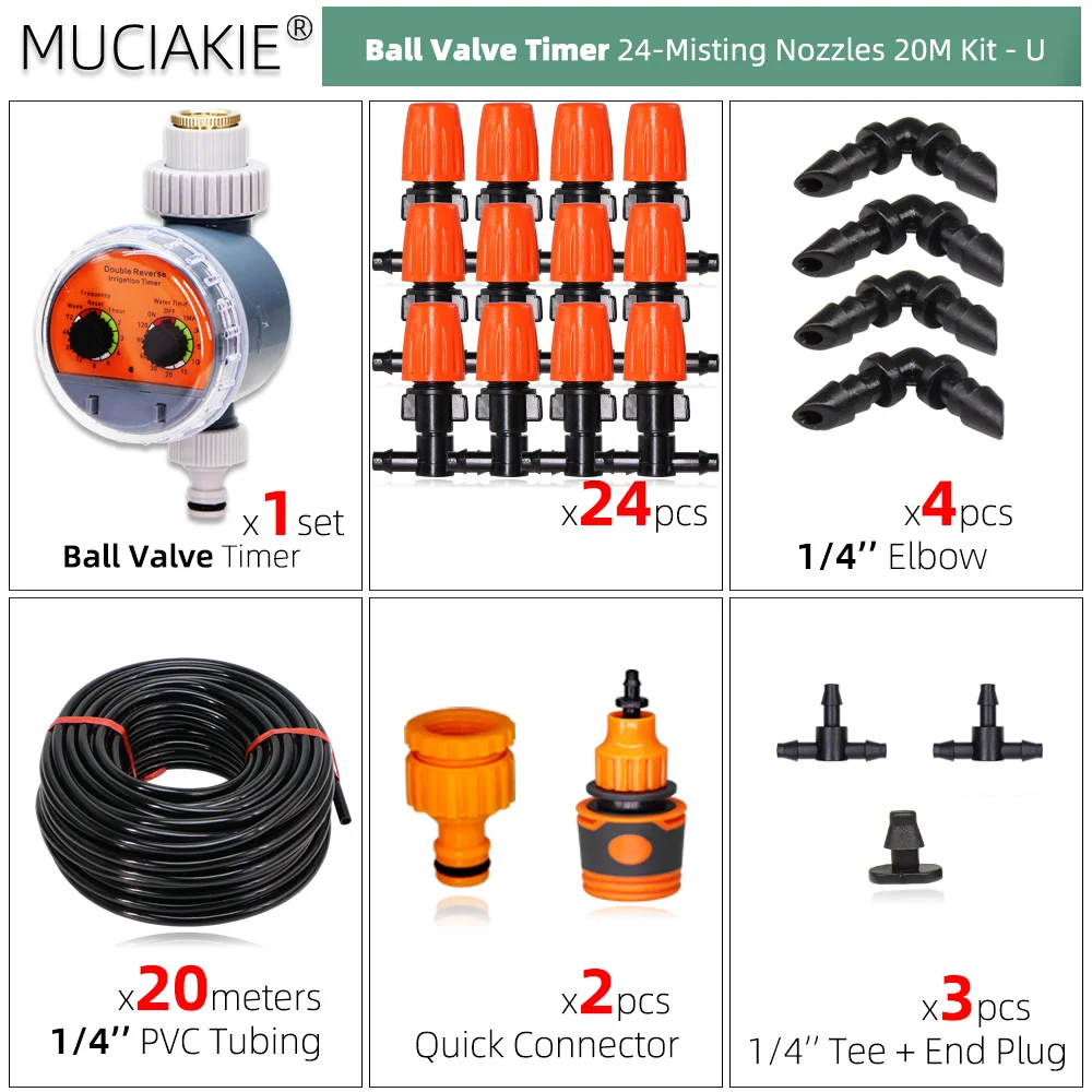 10-50m orange justerbare tågevandingssystem automatisk havevanding kølesæt 1/4 '' pvc hovedledningsslange have: Lysegrå