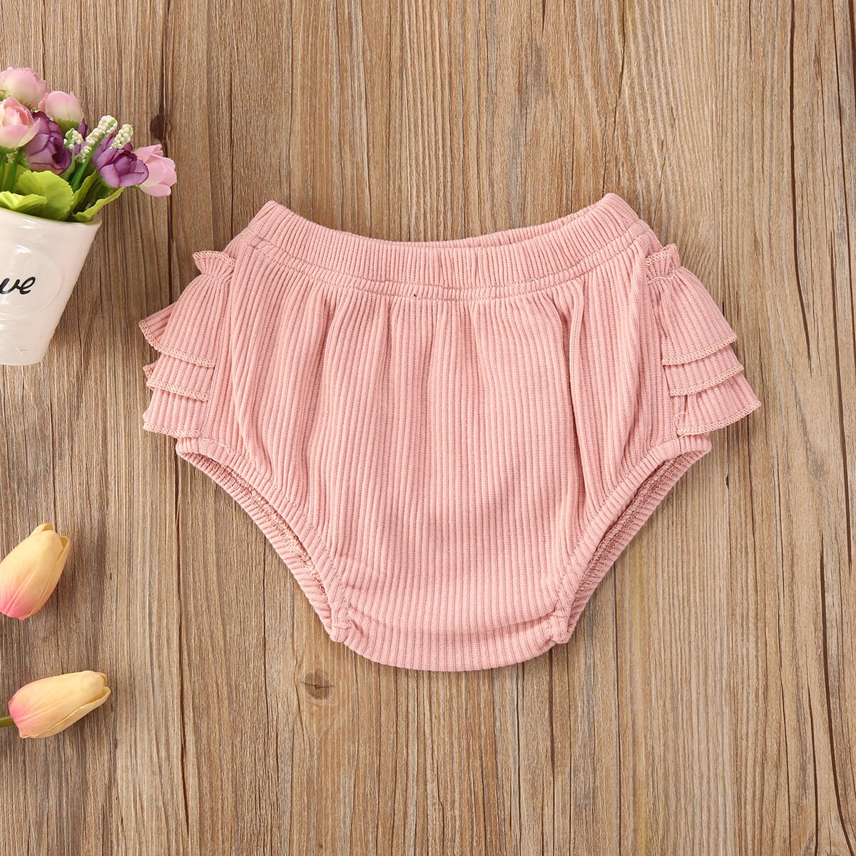 Flæser lagdelte pp-shorts spædbarn baby piger drenge shorts baby piger bomuld floral elastik talje korte bukser bukser tøj