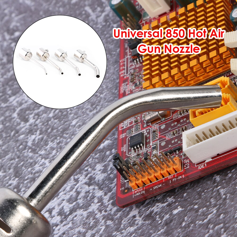 4pcs Stainless Steel Long Bent Curved Heat Gun Nozzles for 850 Air Soldering Rework Station