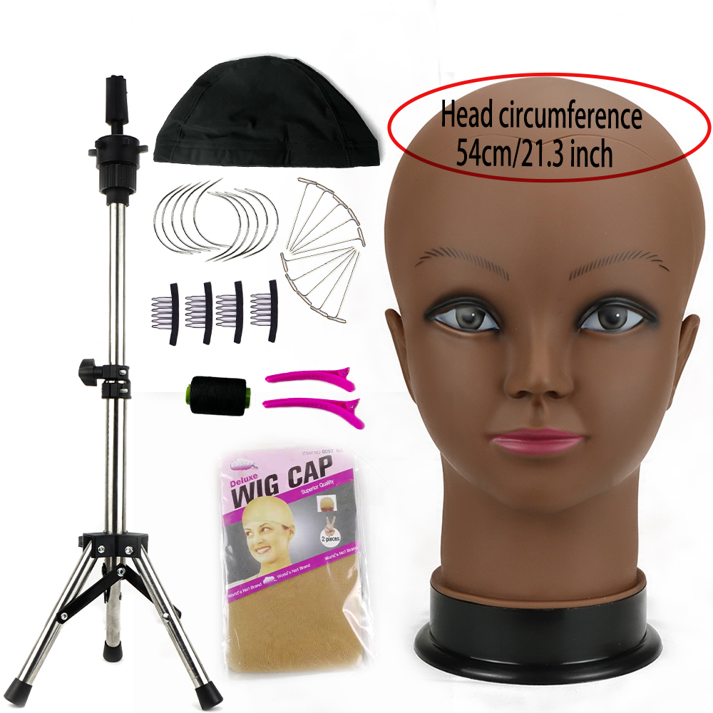 Cabeza de maniquí con trípode para hacer peluca, sombrero, gafas, máscara, exhibición, cosmetología, cabeza de maniquí para práctica de maquillaje, Kit de instalación de peluca: Grey