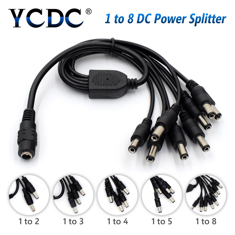 Dc Power Splitter Kabel Pvc Plastic Kabel 1 Female Naar 2/3/4/5/8 2.1X5.5Mm Dual Man Voor Led Strip Cctv Camera