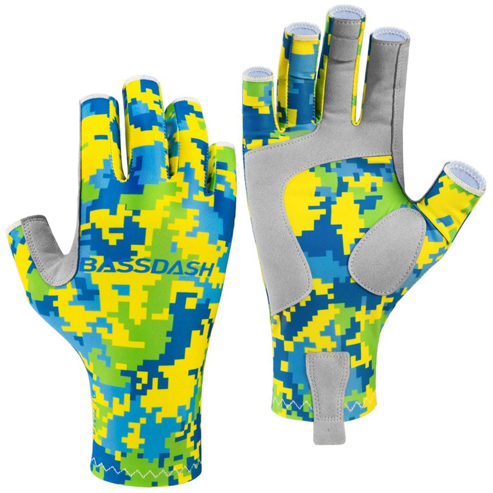 Bassdash ALTIMATE UPF 50+ Women’s Fishing Gloves UV Sun Protection Fingerless Gloves for Kayaking Paddling Hiking Cycling: Mahi Camo / S