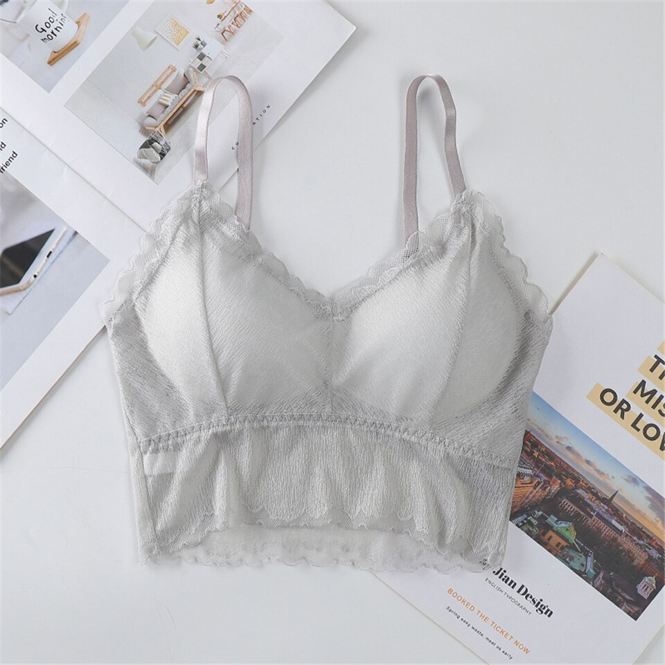 Women Sports Bra Fitness Underwear Lace Yoga Bra Running High Elastic Cotton Solid Sports Tops Female Gym Running Top Bra Women: Silver