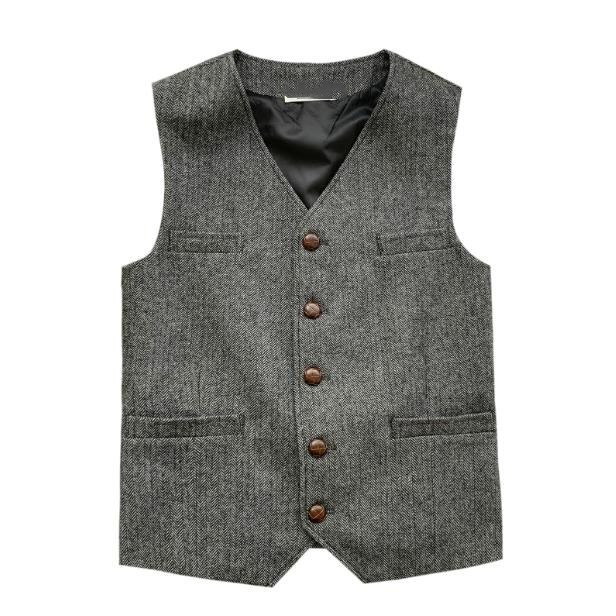 British Style Vest Men's Slim Suit Vests Woolen Cloth Herringbone Men Male Tweed Suits Waistcoat Autumn Winter Vintage