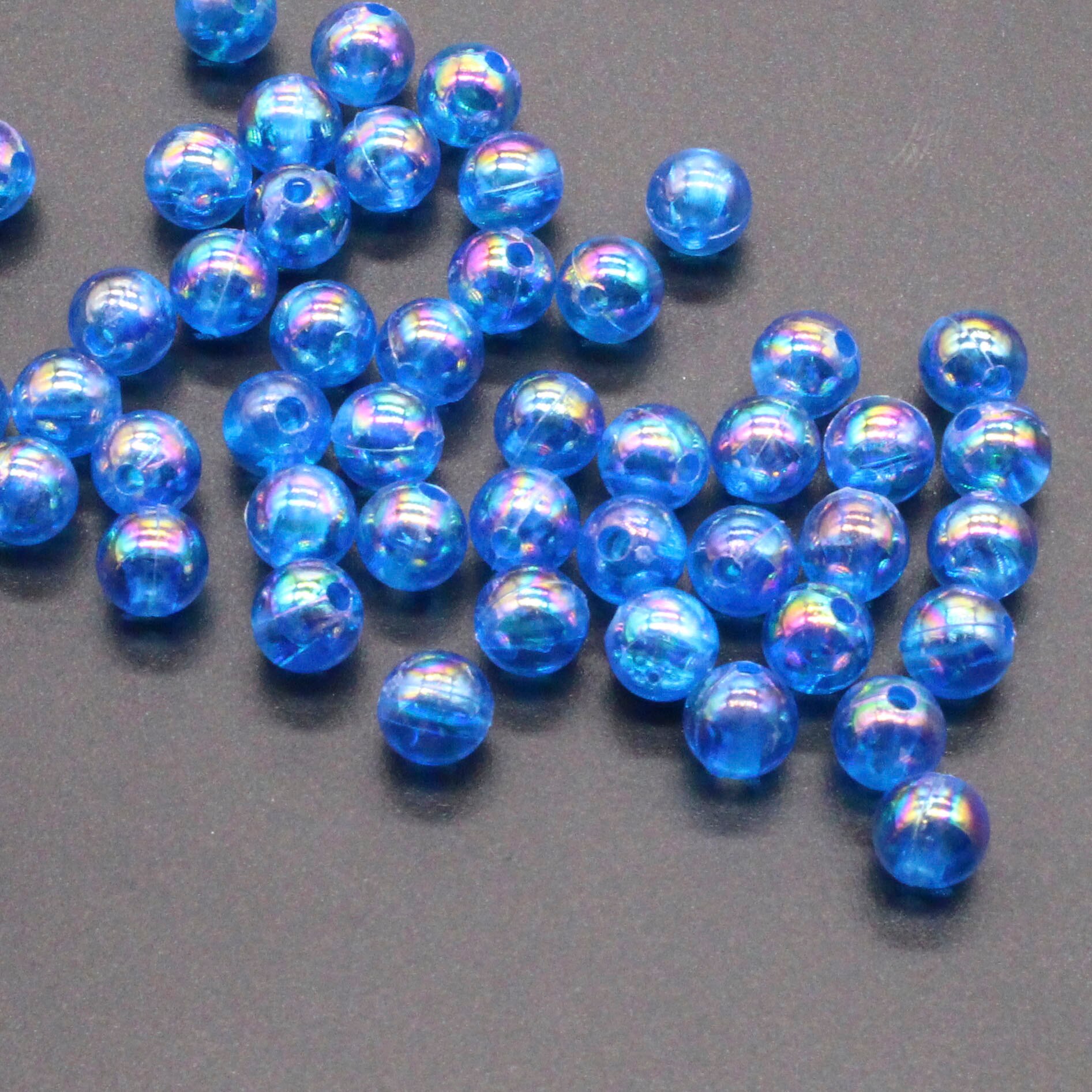 200Pcs 6Mm Licht Roze Transparant Ab Ronde Ball Spacer Kralen Voor Sieraden Maken Diy Sieraden Accessoires: Blauw