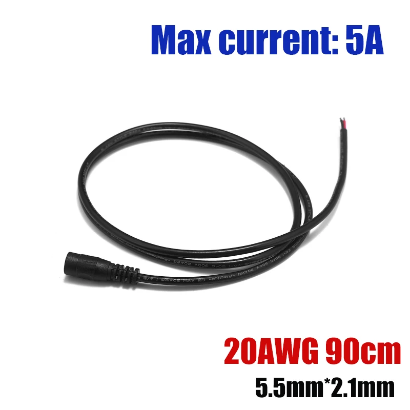 Cable de alimentación CC pelado 22 20 18 AWG macho hembra 12V adaptador conector Pigtail de repuesto para altavoz tira LED cámara CCTV