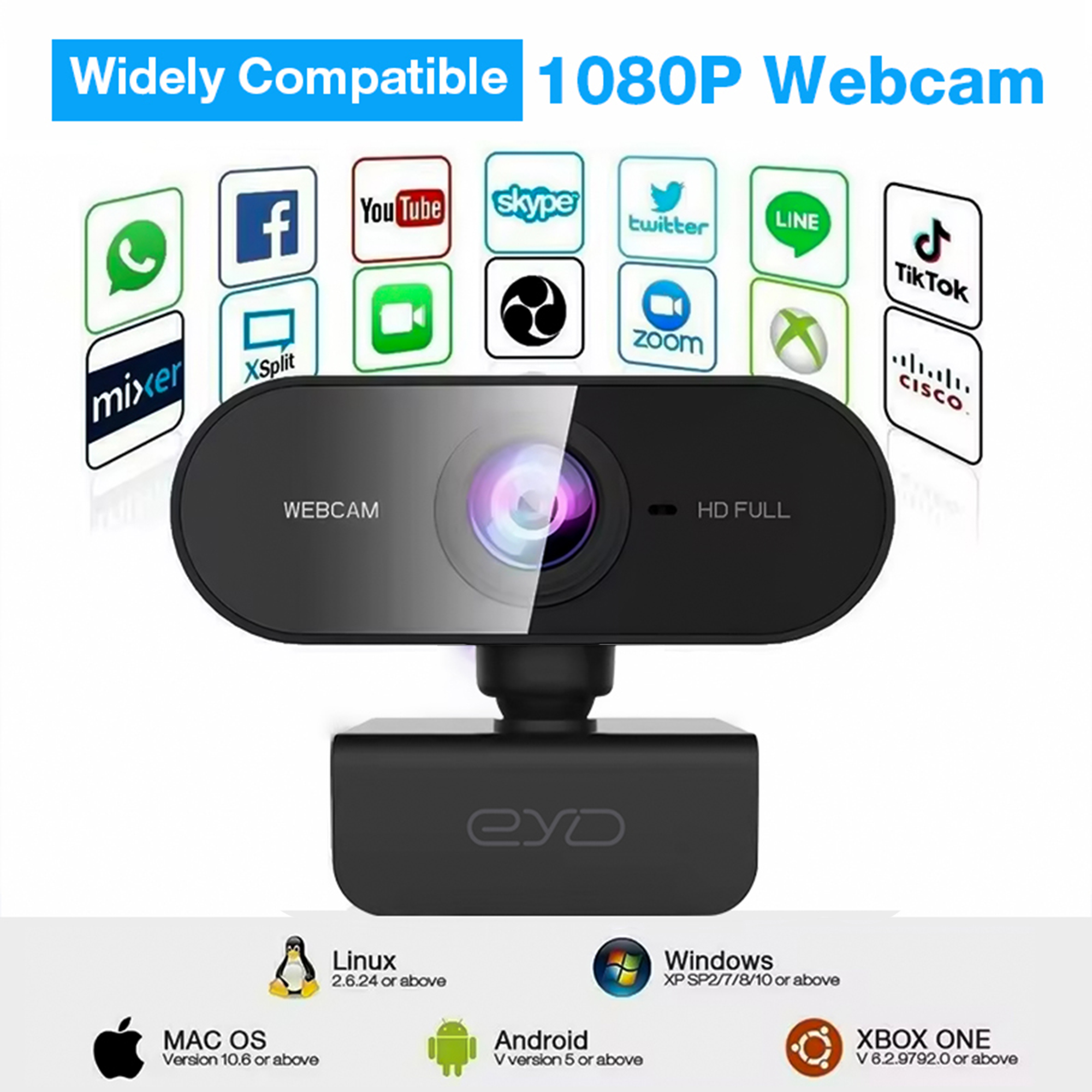 Câmera de computador 1080p hd, câmera usb para computador com microfone embutido, câmera de rede usb, webcam para trabalho com tripé e microfone.