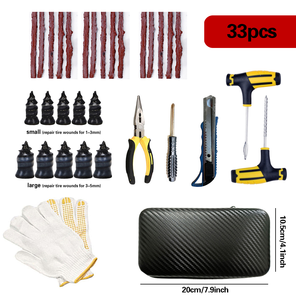 Kit de reparación de neumáticos de coche, herramientas de enchufe de punción, punción de neumáticos de motocicleta, tiras de neumáticos de coche de emergencia, Kit de herramientas de reparación de pegamento, accesorios para coche: Blanco