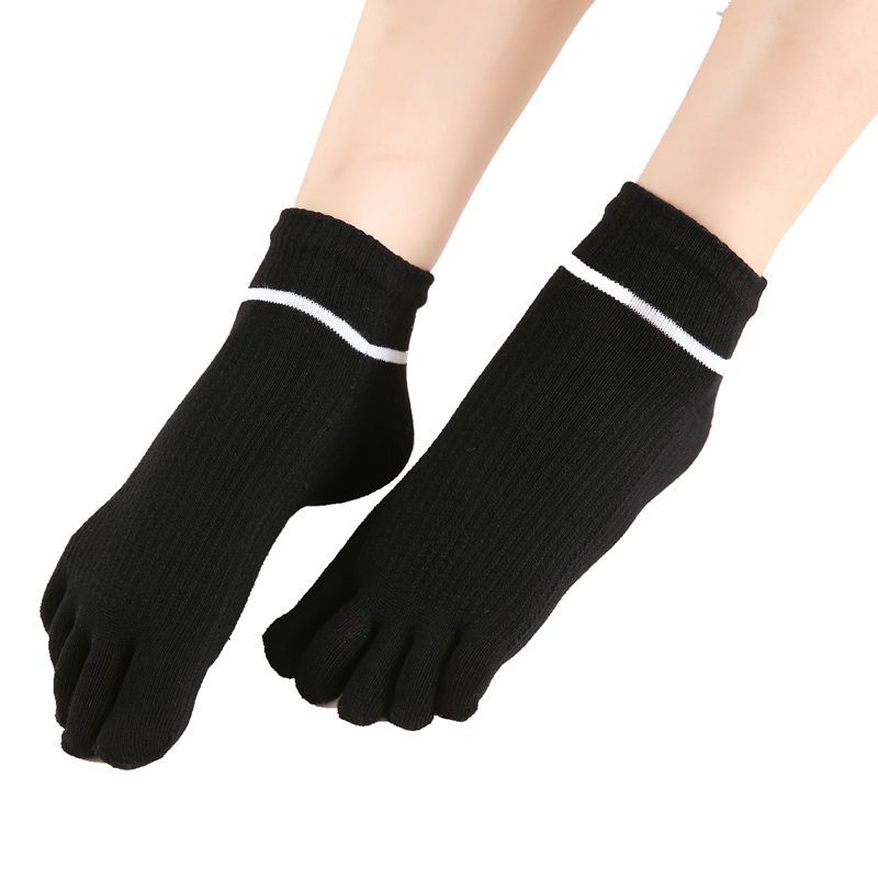 Nowa bawełniana kobieta joga krótkie skarpetki robić kostki oddychające sportowe Pilates skarpetki baletowe pięć palców zdatność taniec skarpety uciskowe: czarny