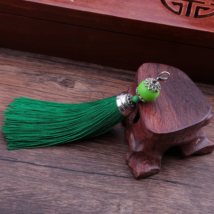 Pendentif à franges en mousqueton, 5 pièces, DIY, bijoux pour rideaux, accessoires décoratifs pour vêtements, sac pour clés de voiture, pompon artisanal pendentif: Green