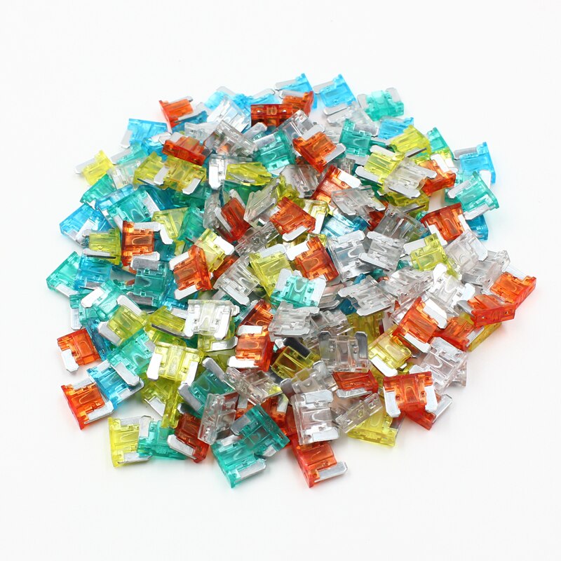 100pcs automotivo pc e liga de zinco de baixo perfil mini fusíveis 5a 7.5a 10a 15a 20a 25a 30a fusível de carro