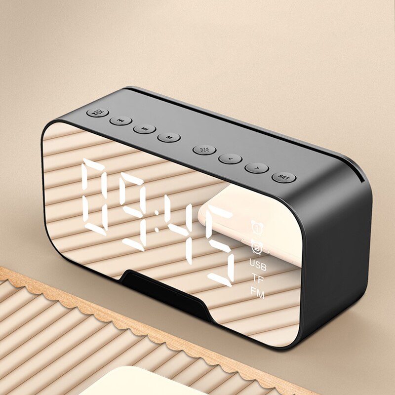 Multifunction Digital Clock Bluetooth Speaker With FM Radio Wireless Subwoofer Music Player Dual Alarm Clock LED Mirror Clocks