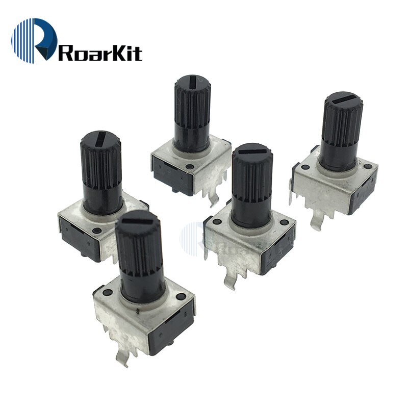 Lot De 5 Potentiomètres RV097NS Avec Interrupteur 5 Broches - B10K Linéaire