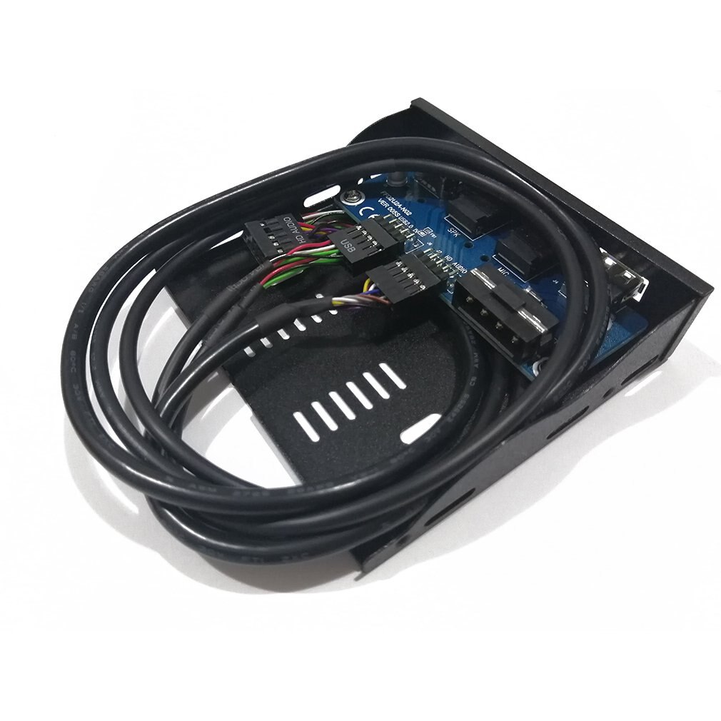 3.5'' 2-USB 2.0 Port HUB HD Audio Output Floppy Drive Expansion Front Panel Digital Mobile Rack Expanding for Your PC