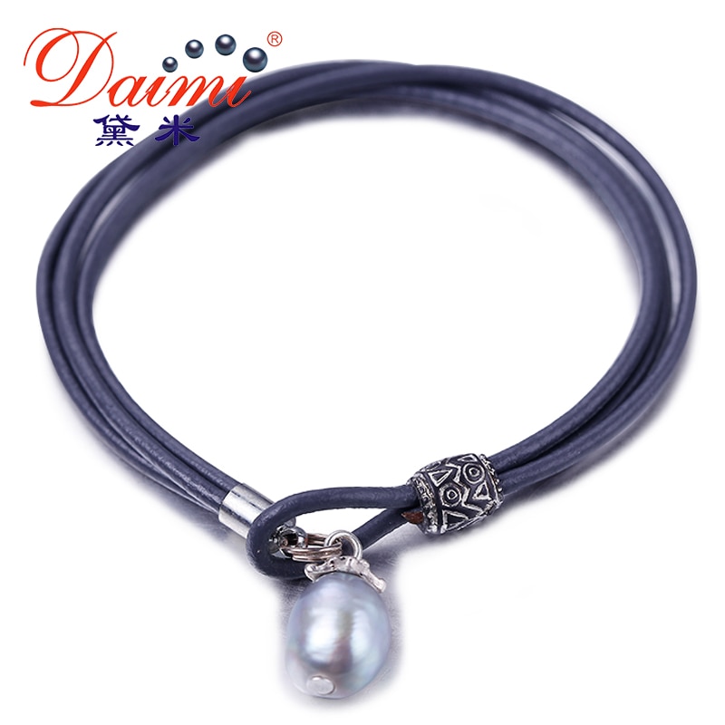 DMBFP124 9-10mm Natürliche Barocke Perle Armbinde Süßwasser Perle Leder Armbinde Produkt