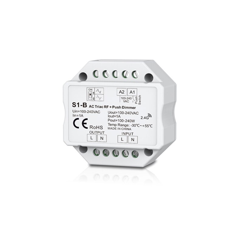 Led Triac Dimmer Leading Trailing Edge Dimming AC 100V-240V High Voltage Input RF Wireless Remote RT1 Push Dim Switch S1-B: S1-B