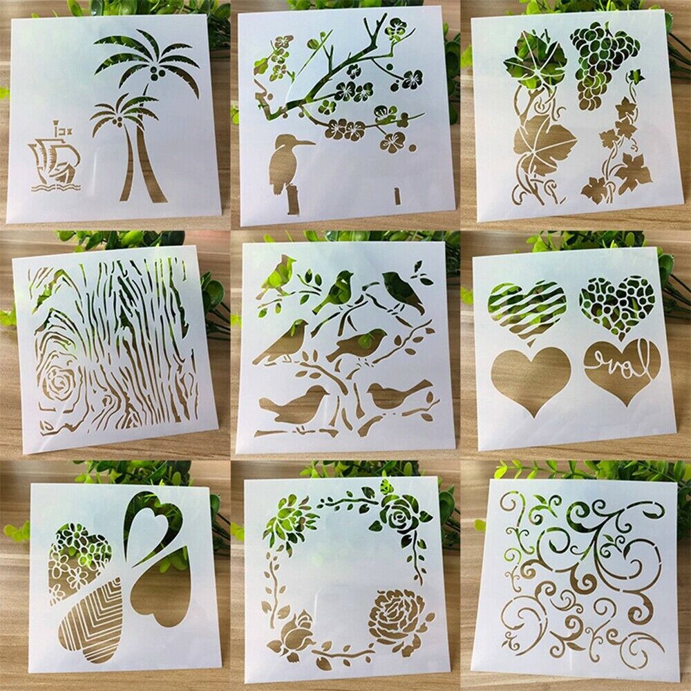 Conjunto de 9 plantillas para álbum de recortes reutilizables, plantillas para álbum de recortes, plantillas en relieve fáciles de operar, duraderas, PM0094
