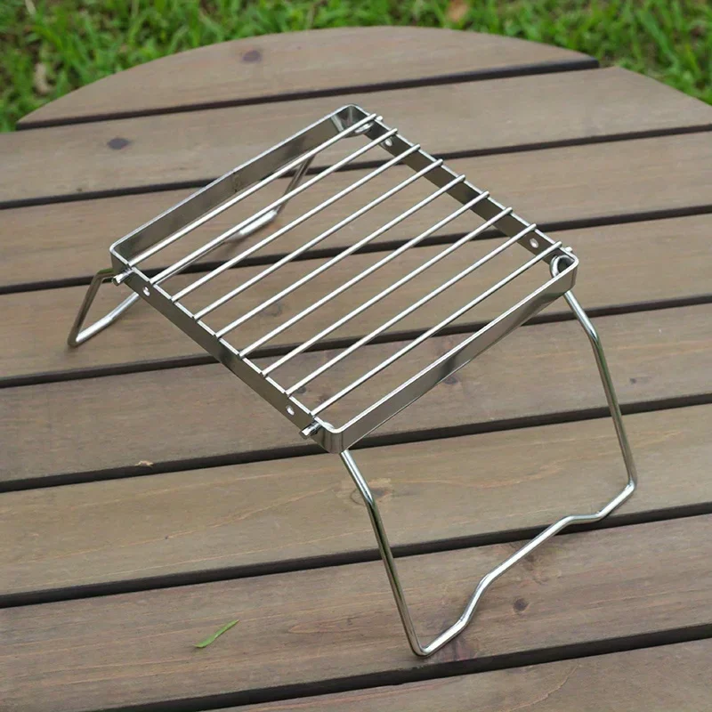 Campinggrill med fällbara ben -304 rostfria grillgaller för gasspis - ultralätt lägereldsställ - bärbart grillgaller