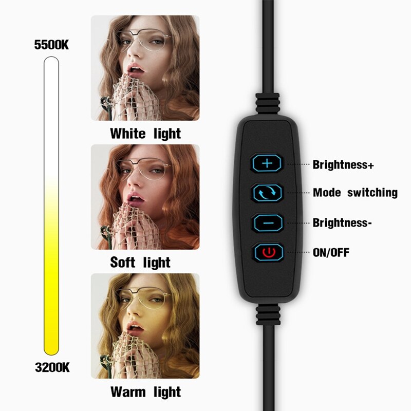 10- tums ringlampa med stativ för ipad fotograferingsstudio video led ringlampa 5600k med usb-kontakt för smink