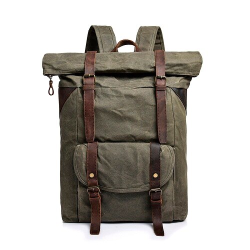 Retro Canvas Rugzak Voor Mannen Schoudertas Grote Capaciteit Rugzak Multifunctionele Leisure Bergbeklimmen Zak: Army Green