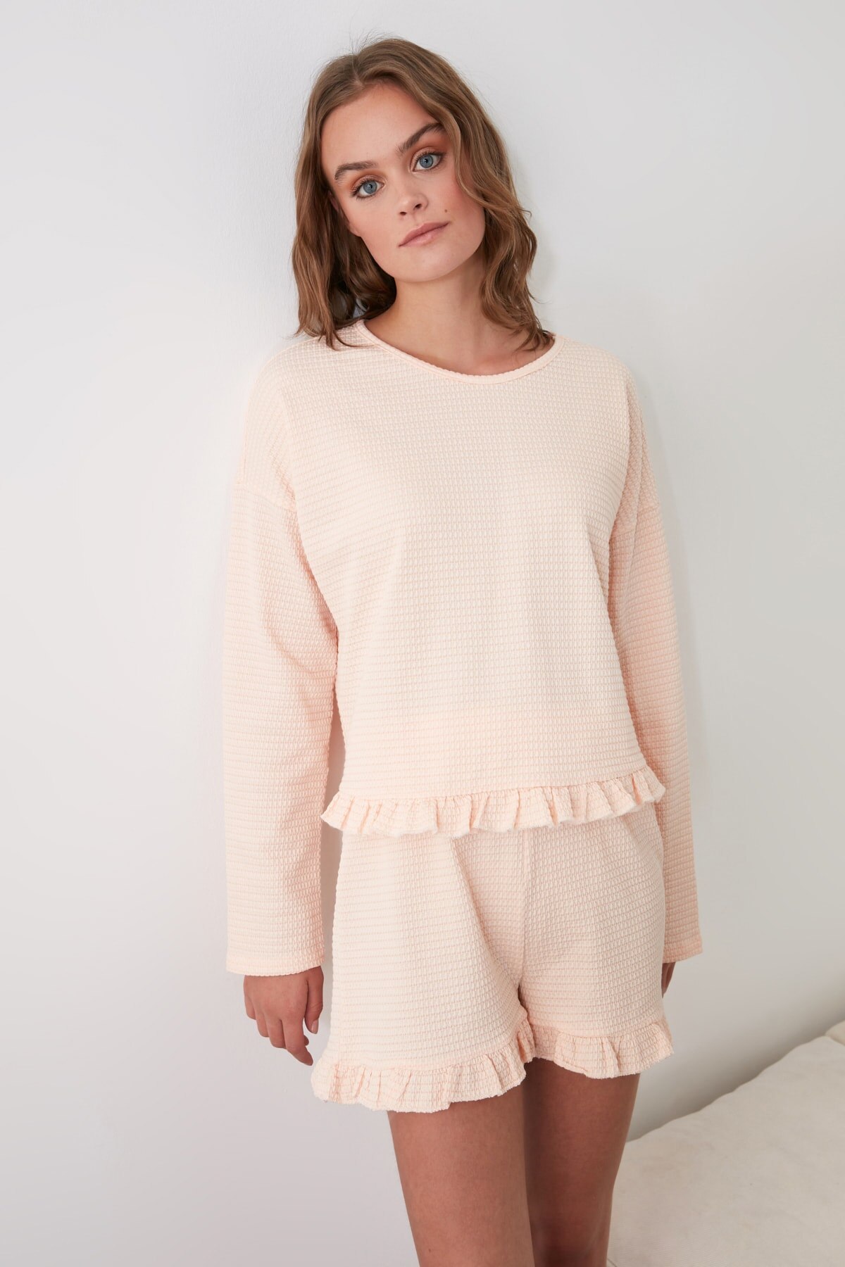 Trendyol Honeycomb Textured Knitted Pajamas Set THMAW21PT0544