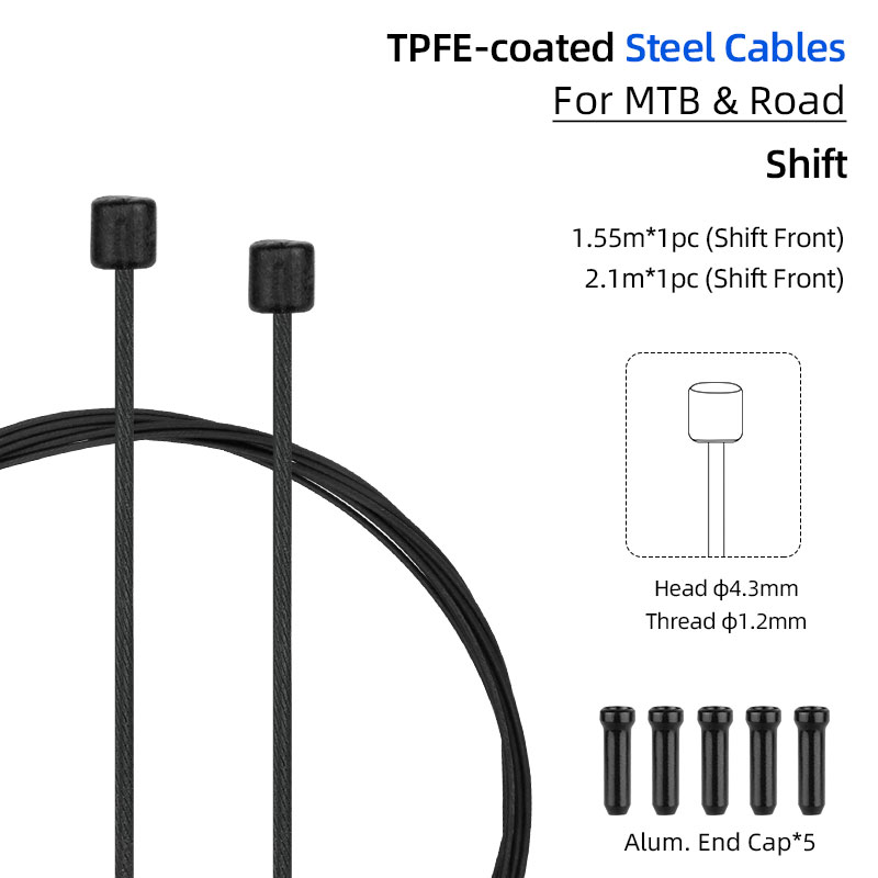 Cable de núcleo de acero inoxidable recubierto de PTFE para bicicleta de montaña, alambre de acero al carbono recubierto de Zinc con tapa, Kit de bricolaje de línea de cambio Universal: Naranja