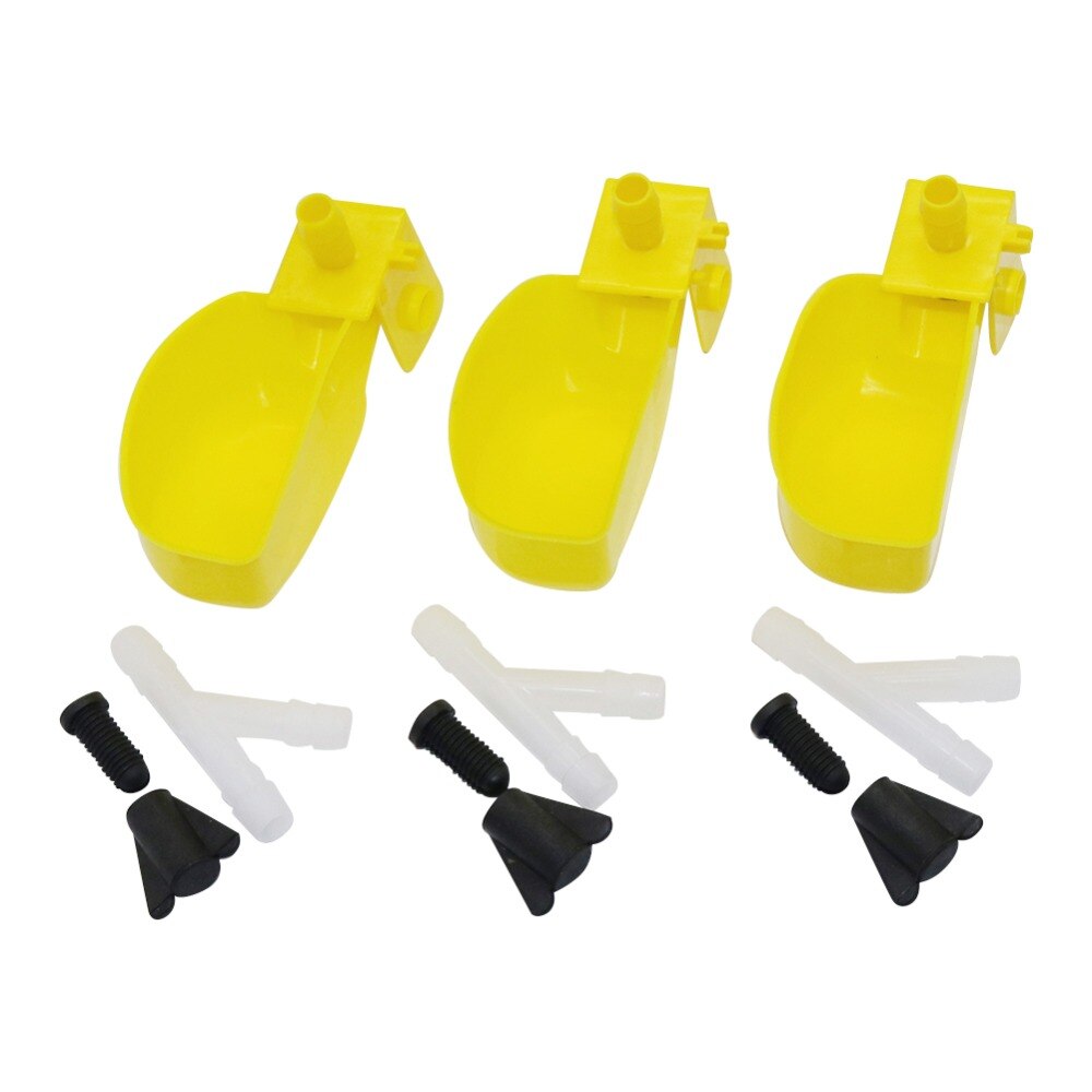 Bebedero automático para codorniz, bebedero para aves, pollo, faisán, 11,5x4,5 cm, color amarillo, 75 juegos,