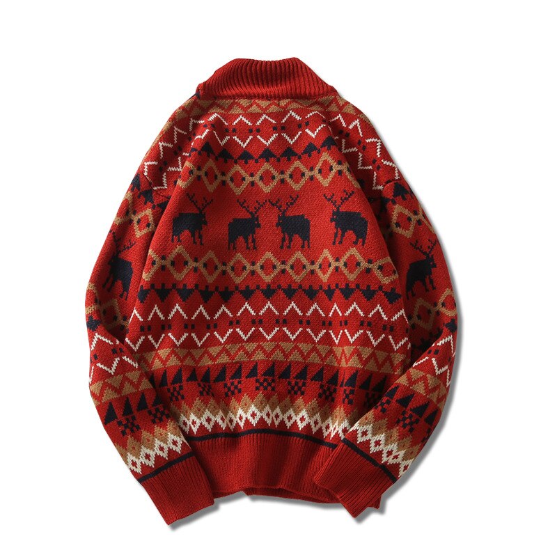Männer halbe hohe kragen zur Seite fahren Hirsch drucken herbst frühling Weihnachten zur Seite fahren gestrickte zur Seite fahren zur Seite fahren schlank passen für männer kleidung