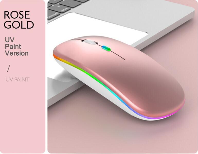 Seenda rgb bluetooth mus genopladelig trådløs mus til laptop ipad macbook computer silent mause led baggrundsbelyst ergonomiske mus: Rosa pink d