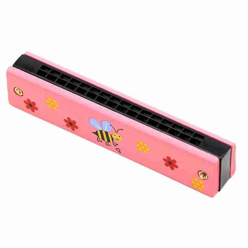 Double Row 16 Hole Harmonica Children's Wooden Painted Harmonica Musical Instrument Children's Music Educational Toys: B