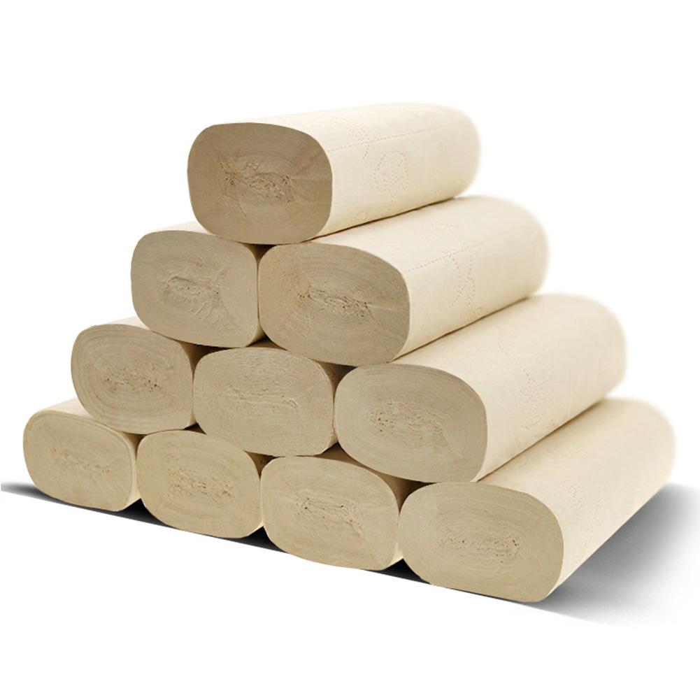 10 Rolls Paper Towel Bamboo Pulp Natural Tissue Household Thickened Toilet Paper: Wood 10pcs
