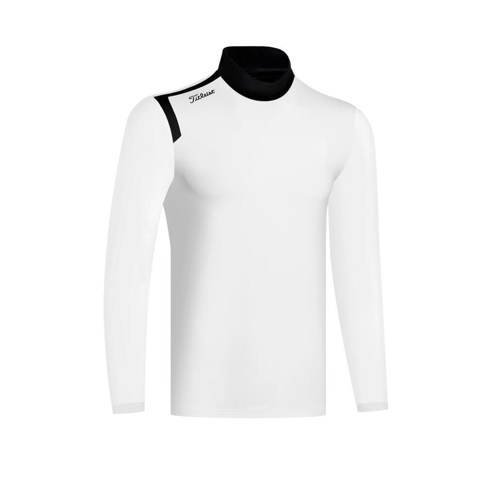 Ropa interior térmica de cuello alto elástico de otoño e invierno de manga larga de Golf para hombre, novedad: Blanco / S