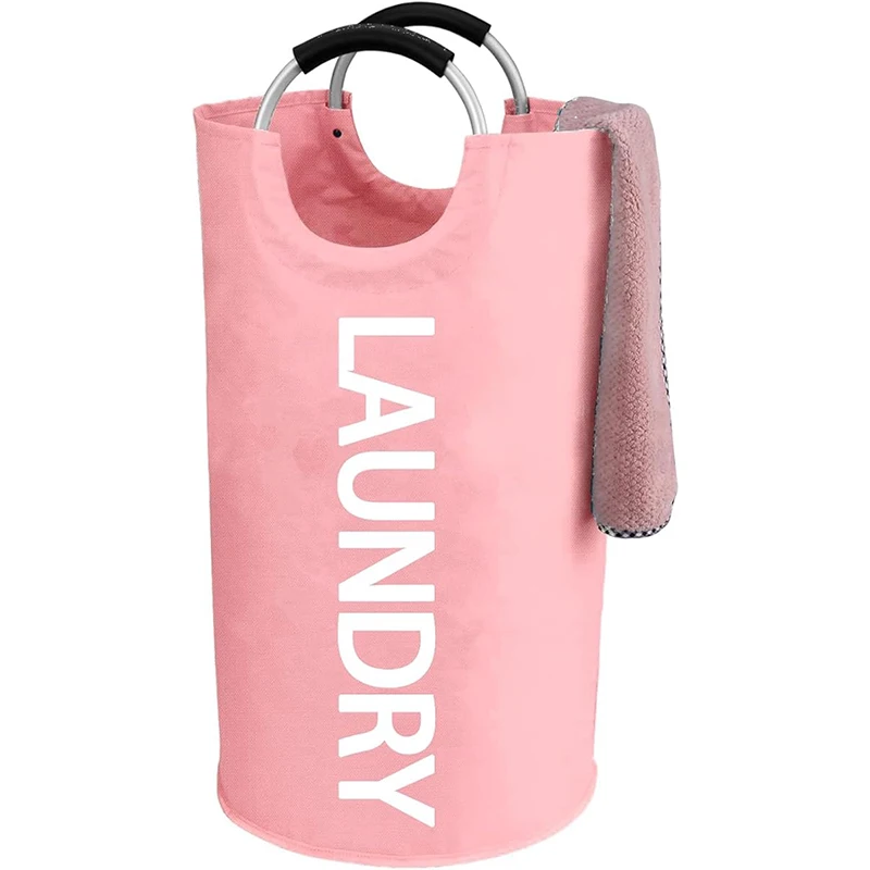 Grote Wasmand 115l Opvouwbare Waszak Met Comfortabele Handgreep Opvouwbare Wasmand Vuile Kleding Opbergbak: L / Roze