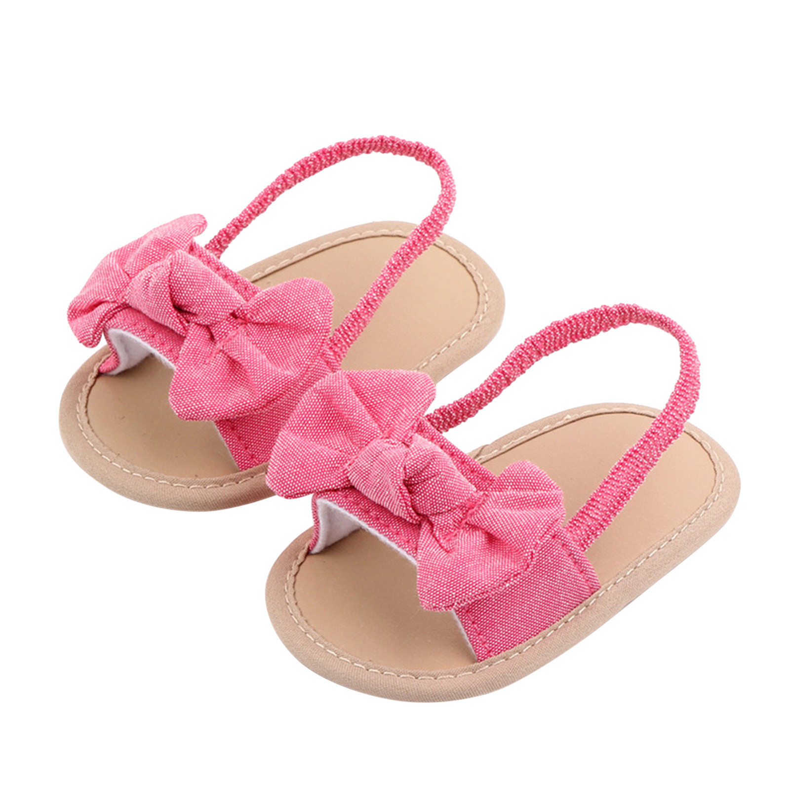 0-18 Maanden Baby Meisjes Boog Knoop Sandalen Zomer Zachte Zool Platte Prinses Jurk Schoenen Baby Antislip babyschoenen Footwear: Pink  / 12-18 Months