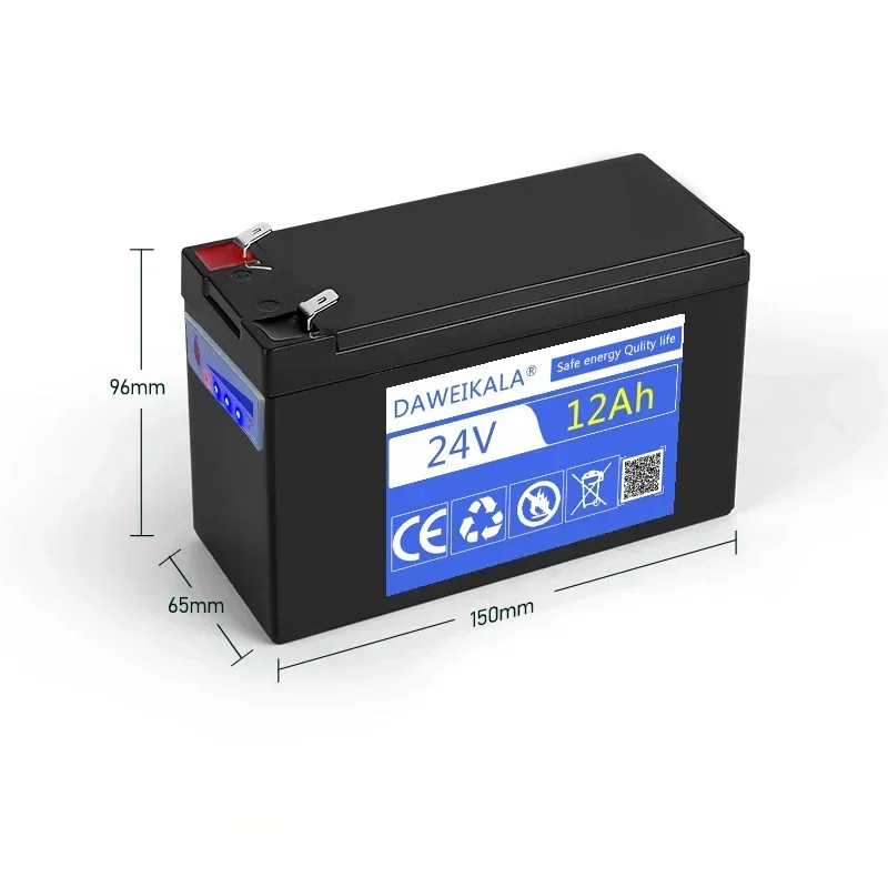 24v bateria 18650 100% capacidade 12ah bateria recarregável bateria de fosfato de ferro de lítio bms embutido para sistema solar