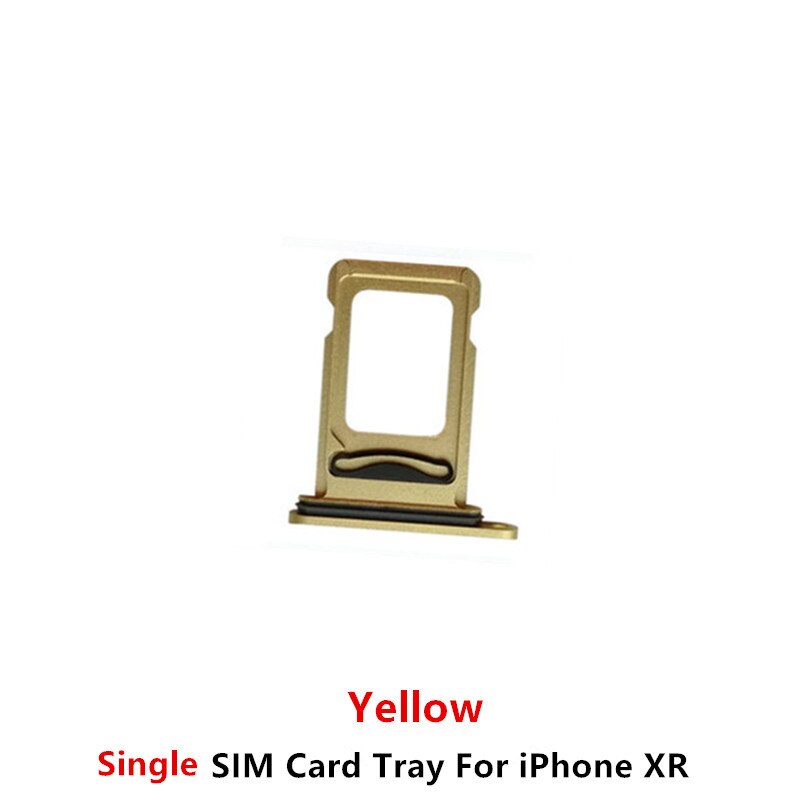 Single Double SIM Card Tray Holder Slot For iPhone XR SIM Holder Slot Tray Container Adapter Replacement Part: yellow Single SIM