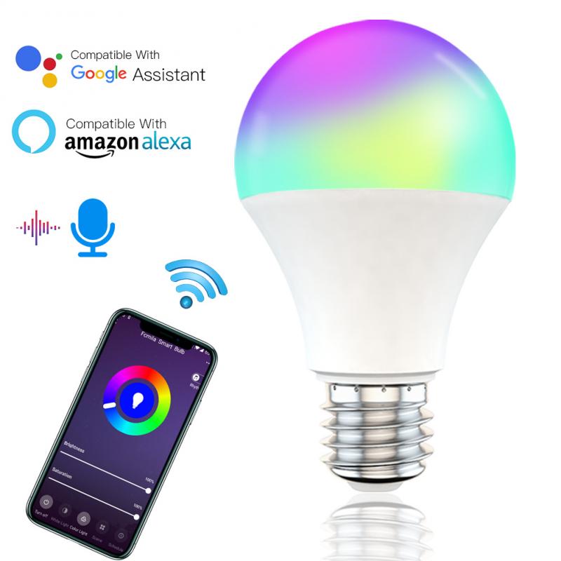 LED Dimmable Smart Light Bulb LED Wifi Bulb 9W RGB Works With Alexa Apps Google Home Dimmable Timer Smart Remote Control Night