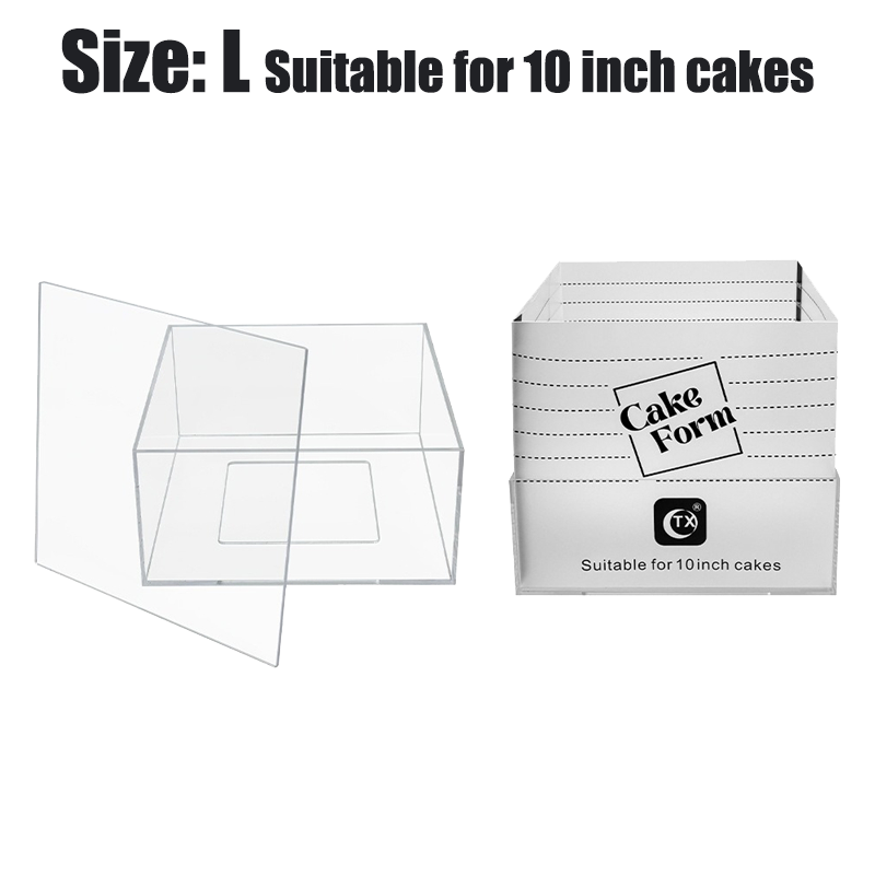 4-10 in vierkante ronde taartringvormen, verstelbare intrekbare fondantvorm, acryl moussevorm, gebakringvorm, taartdecoratiegereedschap: Duidelijk