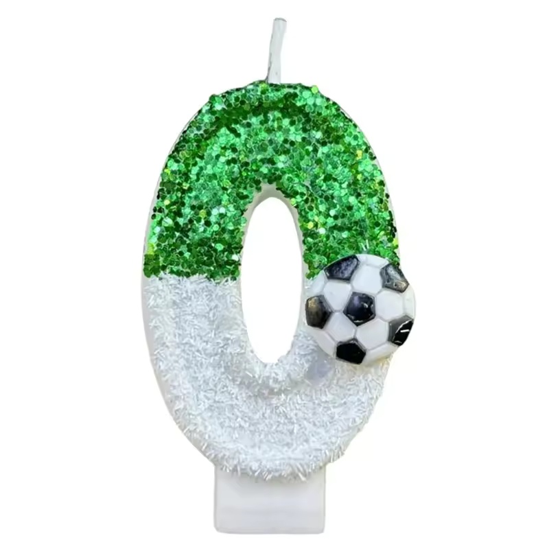 0-9 nummer verjaardagskaarsen originele twee kleuren geleidelijke verandering voetbalstijl verjaardagstaart digitale feestkaarsen decoratie: MULTI